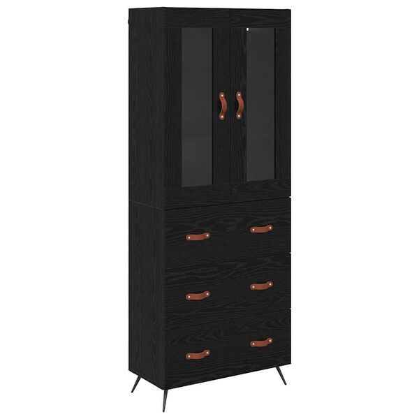 vidaXL Highboard-Schrank mit Regal 2 pcs Schwarz Eichen-Optik