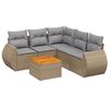 vidaXL 6-tlg. Garten-Sofagarnitur mit Kissen Beige Poly Rattan