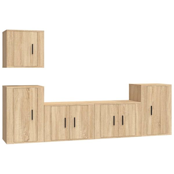 vidaXL 5-tlg. TV-Schrank-Set Sonoma-Eiche Holzwerkstoff