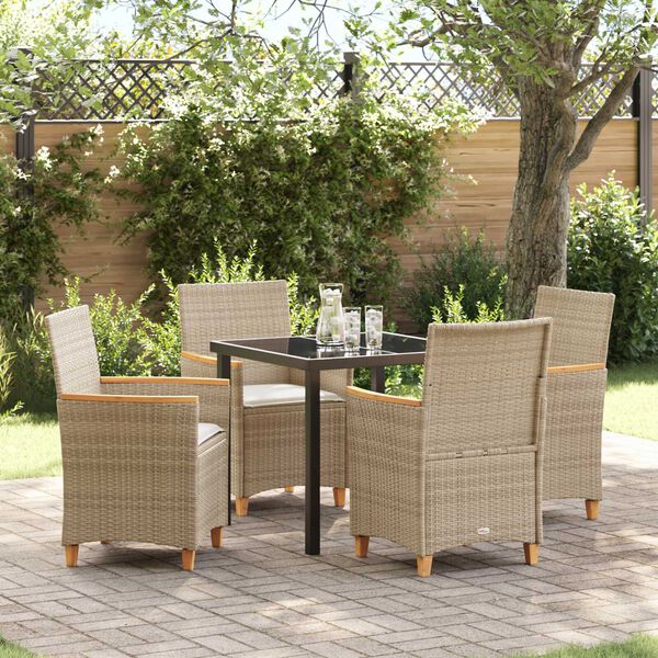 vidaXL Garten Essgruppe 5 pcs Beige Poly-Rattan