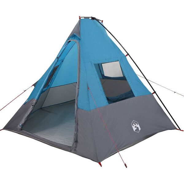 vidaXL Tipi Zelt mit Dach mit Speicher Blau 383 x 338 x 217 cm Taft
