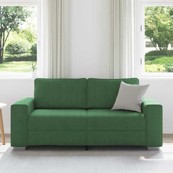 vidaXL Zweisitzer-Sofa Dunkelgr&uuml;n 180x77x82 cm Cordstoff