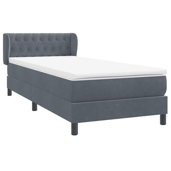 vidaXL Boxspringbett mit Matratze Dunkelgrau 80x220 cm Samt
