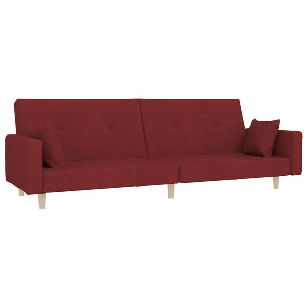 vidaXL Schlafsofa 2-Sitzer mit Fu&szlig;hocker Weinrot Stoff