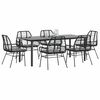 vidaXL 7-tlg. Garten-Essgruppe mit Kissen Schwarz Poly Rattan Glas