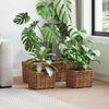 vidaXL Blumentopfkorb mit Speicher 3 pcs Braun Kubu Rattan