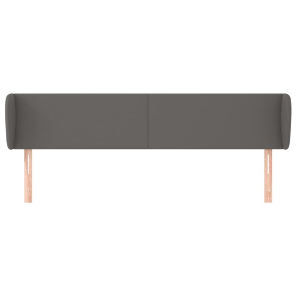 vidaXL Kopfteil mit Ohren Grau 203x23x78/88 cm Kunstleder