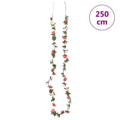 vidaXL Künstliche Blumengirlanden 6 Stk. Rosa 250 cm