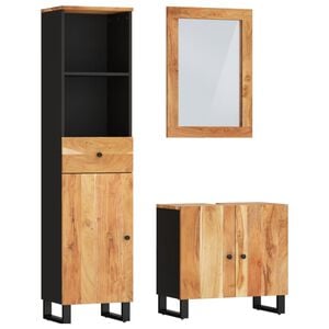 vidaXL 3-tlg. Badm&ouml;bel-Set Massivholz Akazie