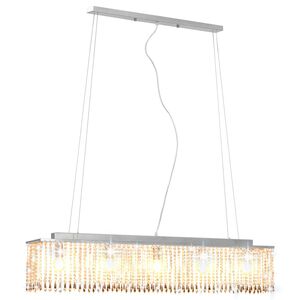 vidaXL Deckenleuchte mit Kristallperlen Silbern 104 cm E14