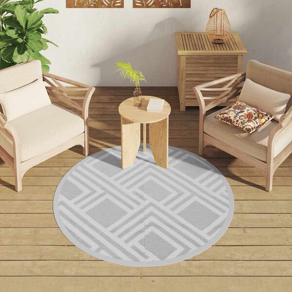 vidaXL Outdoor-Teppich ARAKIL Grau &Oslash;120 cm PP