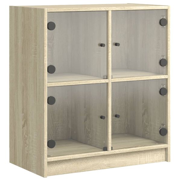 vidaXL Beistellschrank mit Glast&uuml;ren Sonoma-Eiche 68x37x75,5 cm
