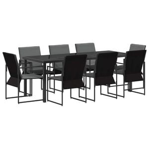 vidaXL Garten Essgruppe 9 pcs Schwarz und Anthrazit 200 x 80 x 73 cm