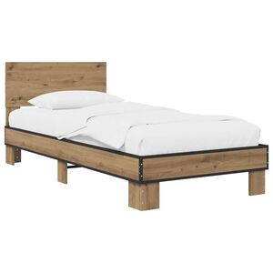 vidaXL Bettgestell mit Kopfteil Artisan-Eiche 80 x 200 cm