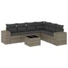 vidaXL 7-tlg. Garten-Sofagarnitur mit Kissen Grau Poly Rattan