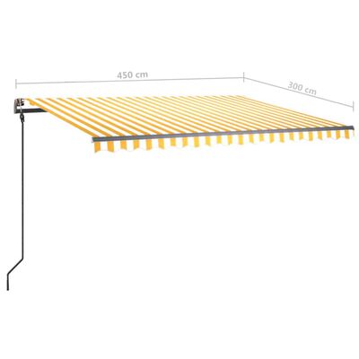 vidaXL Automatische Markise mit LED & Windsensor 4,5x3 m Gelb & Weiß