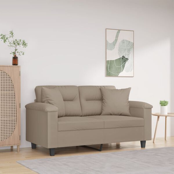 vidaXL 2-Sitzer-Sofa mit Kissen Taupe 120 cm Mikrofasergewebe