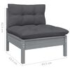 vidaXL 8-tlg. Garten-Lounge-Set mit Kissen Grau Massivholz Kiefer