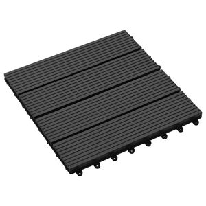 vidaXL Terrassenfliese 11 pcs Schwarz 30 x 30 cm WPC