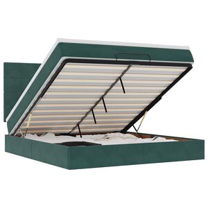 vidaXL Ottoman-Bett mit Matratzen & LEDs Dunkelgr&uuml;n 180x200 cm Samt