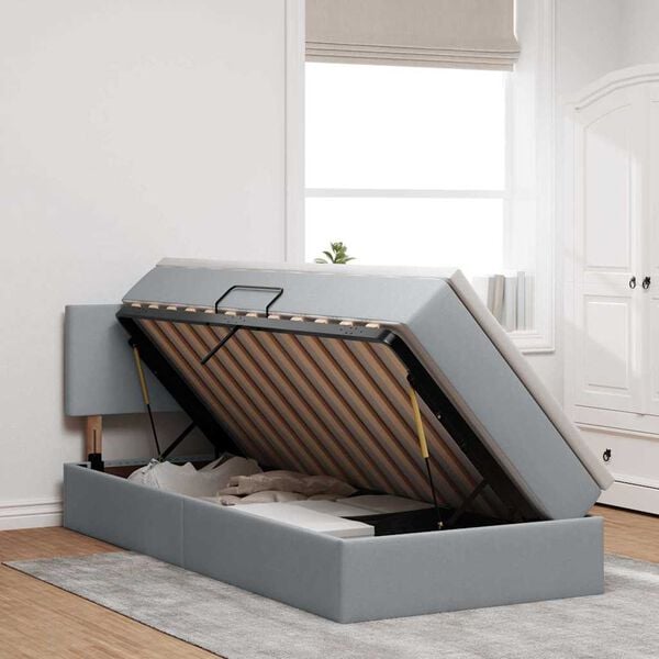 vidaXL Aufbewahrungsbett mit Matratze Hellgrau 90 x 190 cm