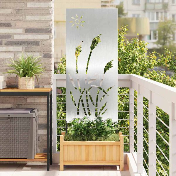 vidaXL Garten Sichtschutz-Leinwand Silber 50 x 140 cm Edelstahl