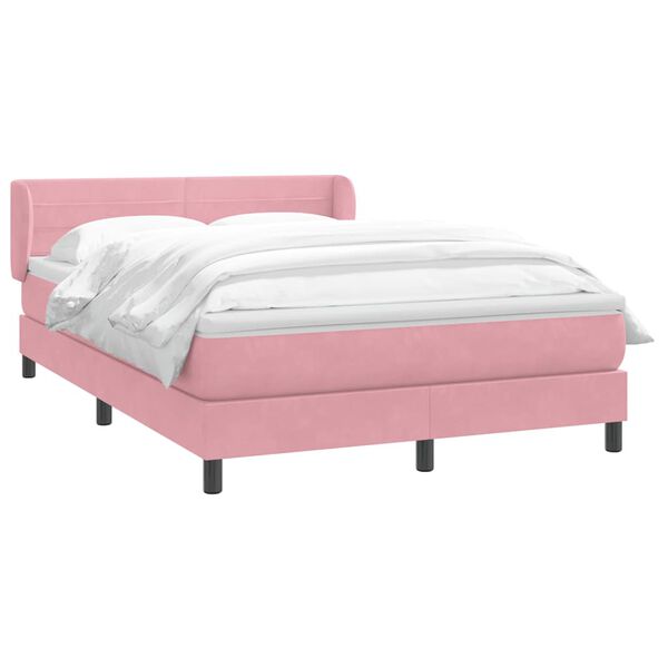 vidaXL Boxspringbett mit Matratze Rosa 140x220 cm Samt