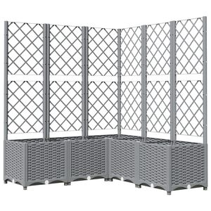 vidaXL Pflanzk&uuml;bel mit Rankgitter Hellgrau 120x120x136 cm PP