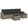 vidaXL 6-tlg. Garten-Sofagarnitur mit Kissen Grau Poly Rattan