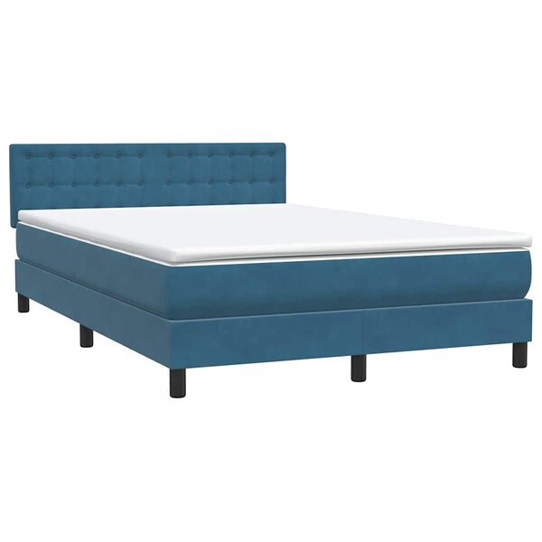 vidaXL Boxspringbett mit Matratze Dunkelblau 160x220 cm Samt