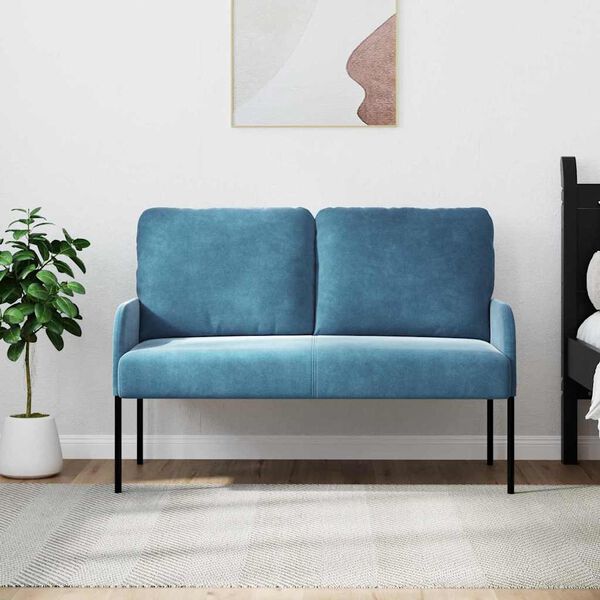 vidaXL Sofas mit Kissen 110cm Blau Sperrholz