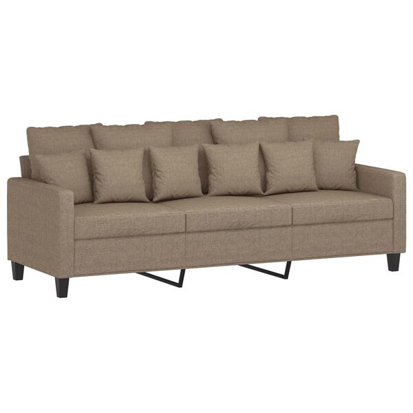 vidaXL 3-Sitzer-Sofa mit Hocker Taupe 180 cm Stoff