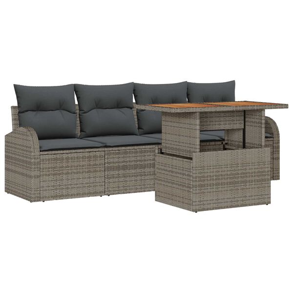 vidaXL Garten-Sofa-Set mit Kissen 5 pcs Grau