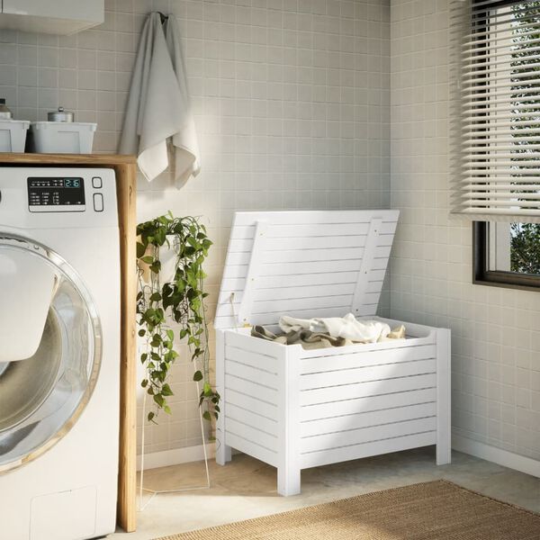 vidaXL Truhe mit Deckel RANA Wei&szlig; 80x49x54 cm Massivholz Kiefer