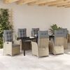 vidaXL Garten Essgruppe mit Kissen 7 pcs Beige Poly-Rattan