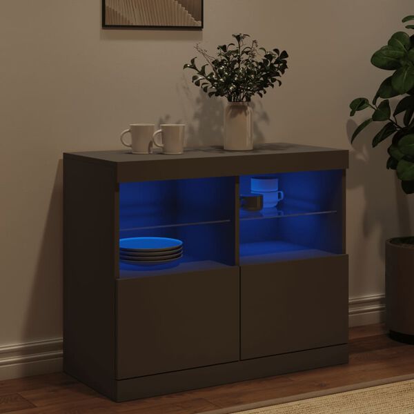 vidaXL Sideboard mit LED-Leuchten Schwarz 81x37x67 cm