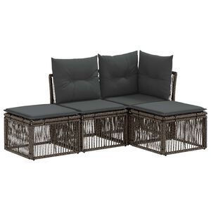 vidaXL Gartensofa-set 4 stk. Grau Poly-Rattan
