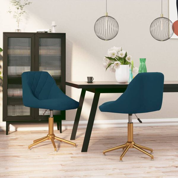 vidaXL Esszimmerst&uuml;hle 2 Stk. Drehbar Blau Samt