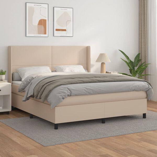 vidaXL Boxspringbett Matratze Cappuccino-Braun 160x200 cm Kunstleder