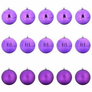 vidaXL Weihnachtsbaumkugel Set XL 15 stk. LEDs Lila &Oslash; 10 cm Kunststoff