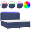 vidaXL Boxspringbett mit Matratze & LED Blau 200x200 cm Stoff