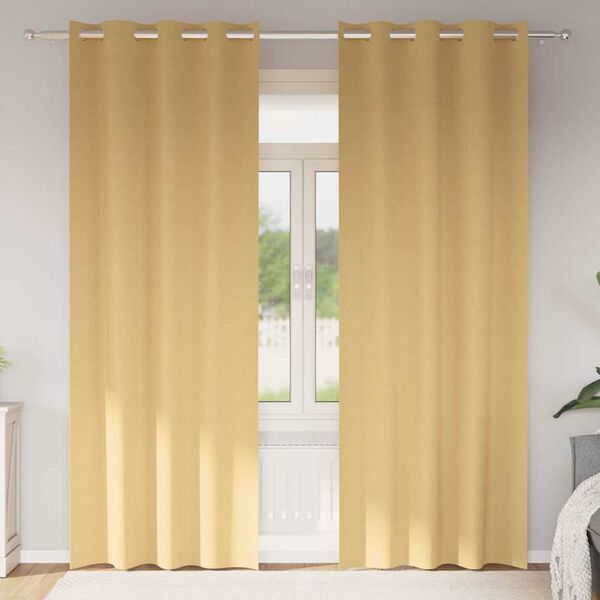 vidaXL Verdunkelungs-Vorh&auml;nge mit Ringen 2 pcs Beige 225 x 140 cm