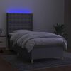 vidaXL Boxspringbett mit Matratze & LED Hellgrau 90x190 cm Stoff