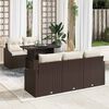 vidaXL Garten-Sofa-Set mit Kissen mit Speicher 6 pcs Braun Poly-Rattan
