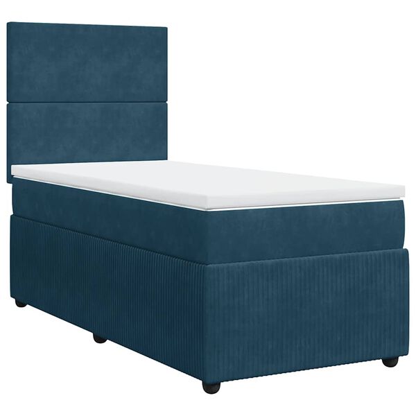 vidaXL Boxspringbett mit Matratze Blau 90x200 cm Samt