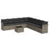 vidaXL 10-tlg. Garten-Sofagarnitur mit Kissen Grau Poly Rattan