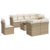 vidaXL 9-tlg. Garten-Sofagarnitur mit Kissen Beige Poly Rattan