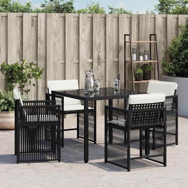 vidaXL Gartenst&uuml;hle mit Kissen 4 Stk. Schwarz Poly Rattan