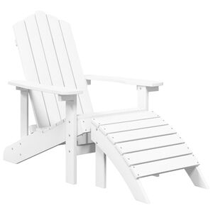 vidaXL Adirondack-Gartenstuhl mit Fu&szlig;st&uuml;tze HDPE Wei&szlig;