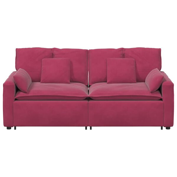 vidaXL Modulares Sofa mit Kissen Weinrot